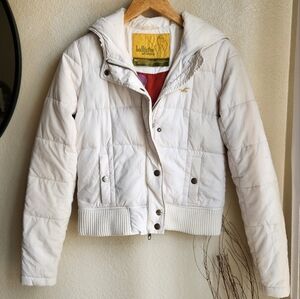 HOLLISTER CO Vintage Feather Down White Puffer Jacket Womens Size M